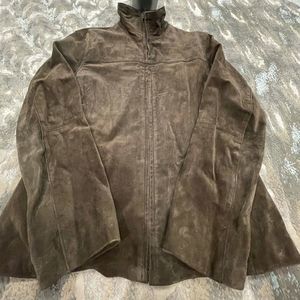 ￼Boston Harbour Women's Chocolate Brown Leather Jacket Sz Large Full Zip